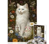 Jigsaws 1000 Pieces for Adults Whiskered Serenity in Bloom Shared Joyful Family Experience Wonderful Christmas Surprise Gifts (50x75cm)