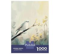 Jigsaws 1000 Pieces for Adults White Bird on Branch Digital Painting Adult Jigsaw Puzzle Toy Wall Decor Home Decoration Fun at Home Activities, 70x50cm/1000pcs