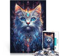 Jigsaws 1000 Pieces for Adults White cat with blue eyes Made of cardboard Suitable for people aged 14 and above unique challenge game Offered as gifts for the whole family。size：26x38cm