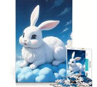 Jigsaws 1000 Pieces for Adults White Rabbit on Cloud Educational Games Fun at Home Activities for Birthday Chrismas 38x52cm