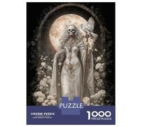 Jigsaws 1000 Pieces for Adults White Santa Muerte with Owl And Roses Jigsaw for Adults Relax Games But Fun And Humorous Challenging Game Gifts 52x38cm/1000pcs