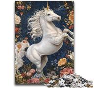 Jigsaws 1000 Pieces for Adults White Unicorn Challenging Game And Family Play with Fully Interlocking Randomly Shaped Pieces 26x38cm