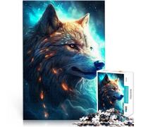 Jigsaws 1000 Pieces for Adults white wolf in nebula Made of wood Suitable for people aged 14 and above Quiz game Fun at Home Activities, Birthday Present,Travel Gifts。size：50x75cm