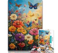 Jigsaws 1000 Pieces for Adults Wildflowers Butterflies Oil Painting,Help The Brain Exercise Addictive Toys to Cultivate Patience Perfect Decoration (38x26cm)