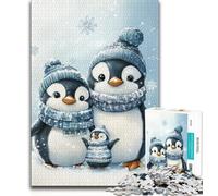 Jigsaws 1000 Pieces for Adults Winter Penguins,Help The Brain Exercise Addictive Toys to Cultivate Patience Perfect Decoration 38X26CM