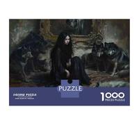 Jigsaws 1000 Pieces for Adults Witch with Wolves Art Print-2 Jigsaws for Adults Hands-on Game Difficult Challenge Challenging Game Gifts 38x26cm/1000pcs