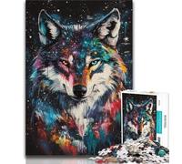 Jigsaws 1000 Pieces for Adults Wolf Art 1000 Piece Jigsaw,Family Entertainment Toys with Matching Poster And Trivia Sheet 38x26cm