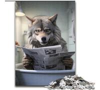 Jigsaws 1000 Pieces for Adults Wolf Reading Newspaper 1000 Piece Jigsaw for Teenagers Family Educational Games Home Decoration Gift (Szie 26x38 cm)