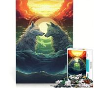 Jigsaws 1000 Pieces for Adults Wolves Under Moonlight Educational Games Fun at Home Activities for Birthday Chrismas 50x75cm