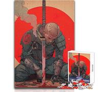 Jigsaws 1000 Pieces for Adults Wounded Samurai with Katana And Red Sun Family Activities Brain Teaser Game Great Gifts And Toys (size 38x52cm)