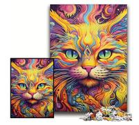 Jigsaws 1000 Pieces for Adults Yellow Cat Impossible Jigsaw Puzzles for Adults Size 50x75cm Brain-Challenging DIY Decorative Game, Family Interactive Toy