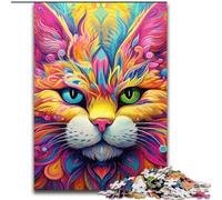 Jigsaws 1000 Pieces for Adults Yellow Cat Made of Wood, Perfect DIY Art Decor Or Birthday Gift 50x75cm for Birthdays, Holidays, And Special Occasions