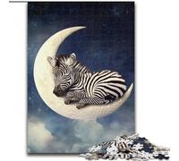 Jigsaws 1000 Pieces for Adults Zebra on The Moon, Stress Reliever Difficult Challenge Secret Santa Gifts for Age 14 Years Up (Size50x75cm)