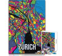 Jigsaws 1000 Pieces for Adults Zurich City Map Pop Art Educational Games Difficult Challenge Anti-Stress Toys Size 38x26cm