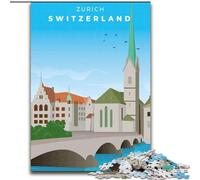 Jigsaws 1000 Pieces for Adults Zurich Travel Art,Help The Brain Exercise Addictive Toys to Cultivate Patience Gift For Birthdays 38x26cm