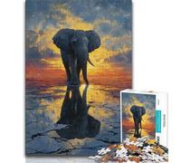 Jigsaws 1000 Pieces for Teenagers African Elephant Oil Painting Teenager Puzzles,learning Educational for Is Ideal As A Gift for The Whole Family (size 38x26cm)