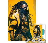 Jigsaws 1000 Pieces for Teenagers African Samurai Challenging To Complete Stress Reliever Toy Wall Decor for Age 14+ Game (38x52cm)