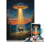 Jigsaws 1000 Pieces for Teenagers Alien Spaceship And Cattle Puzzles for Adults,for Educational Game Challenge Toy Deal As Gifts for The Whole Family 26x38cm
