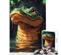 Jigsaws 1000 Pieces for Teenagers Alligator in The Rain DIY Toys Great Gift for Games Brain Teaser Game Challenging To Complete Size 50x75cm