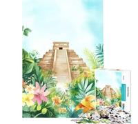 Jigsaws 1000 Pieces for Teenagers Ancient Mayan Pyramid Toy Intellectual Game Impossible Game Analysis And Logic Gifts For Birthdays (Size 75x50cm)