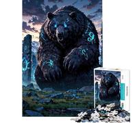 Jigsaws 1000 Pieces for Teenagers Ancient Rune Bear︰ Guardian of The Mystic Stones Educational Games Learning Educational Toys Gifts Birthday Home Decoration (size 38x52cm)