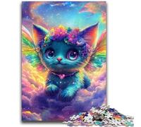 Jigsaws 1000 Pieces for Teenagers Angel Cat 1000 Piece Puzzle,Stress Reliever Staycation Kill Time Wishlist with Santa Claus (26x38cm)