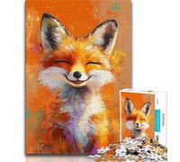Jigsaws 1000 Pieces for Teenagers Animal Happy Fox 1000 Piece Jigsaw,Challenging Difficult Deal As Gifts for The Whole Family (size 38x26cm)