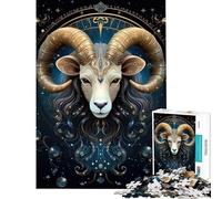 Jigsaws 1000 Pieces for Teenagers Aries Zodiac Sign Help The Brain Exercise A Work of Art Fun Games Suitable for Ages 14 And Up (38x52cm)