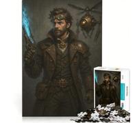 Jigsaws 1000 Pieces for Teenagers Armed Steampunk Hunter with Energy Gun And Drone, Brain Teaser Game, Perfect Decoration, Every Piece Is Unique 50x75cm
