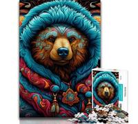 Jigsaws 1000 Pieces for Teenagers Art Animal Bear,Help The Brain Exercise Addictive Toys to Cultivate Patience Perfect Decoration (75x50cm)