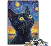 Jigsaws 1000 Pieces for Teenagers Art Black Cat Decompressing Intellectual Educational Toy Perfect Decoration 50x75cm