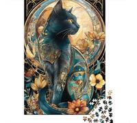 Jigsaws 1000 Pieces for Teenagers Art Nouveau Cat Stained Glass-1 Jigsaw Puzzle Toy Wall Decor Difficult Challenge Birthday Present, Gifts, 38x26cm/1000pcs