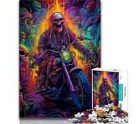 Jigsaws 1000 Pieces for Teenagers Art Skull Motorcycle,Educational Games Home Decoration Educational Game for Birthday,Chrismas 75x50cm