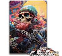 Jigsaws 1000 Pieces for Teenagers Art Skull Motorcycle Puzzles for Adults,for Educational Game Challenge Toy Deal As Gifts for The Whole Family (75x50cm)