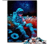 Jigsaws 1000 Pieces for Teenagers Astronaut And Flower, Help The Brain Exercise Addictive Toys to Cultivate Patience Perfect Decoration (Size50x75cm)