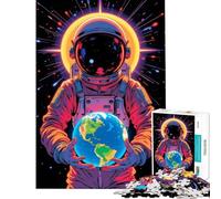 Jigsaws 1000 Pieces for Teenagers Astronaut Holding Earth Challenging To Complete Learning Educational Family Game for And from 14 Years And over (38x26cm)