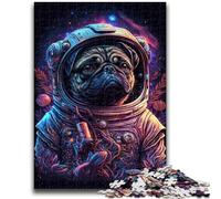 Jigsaws 1000 Pieces for Teenagers Astronaut Pug Challenging To Complete But Fun And Humorous Unique Birthday And Gifts 26x38cm