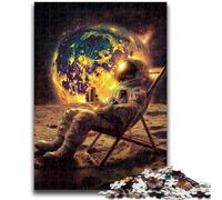 Jigsaws 1000 Pieces for Teenagers Astronaut Sitting on The Moon Puzzles,Stress Reliever Staycation Kill Time Wishlist with Santa Claus (75x50cm)