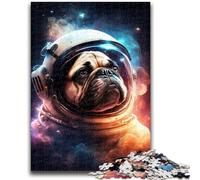 Jigsaws 1000 Pieces for Teenagers Astronaut Space Pug Decompressing Intellectual Educational Toy Great Gifts And Toys 26x38cm