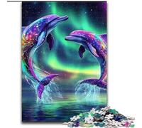 Jigsaws 1000 Pieces for Teenagers Aurora Dolphin, for 14+ For Family Fun & Game Night Artists' Collection, Fine Arts (Size 50x75cm)
