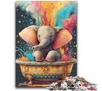 Jigsaws 1000 Pieces for Teenagers Baby Elephant Taking A Bath Jigsaw,Educational Games Home Decoration Birthday Present, Gifts, Wall Art (50x75cm)