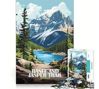 Jigsaws 1000 Pieces for Teenagers Banff And Jasper Trail Canada Poster Sharp Cut Craft Logic Puzzle Play Idle Time Game Christmas Calm Gift (38x26cm)