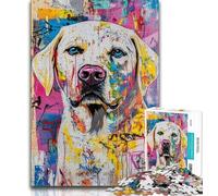 Jigsaws 1000 Pieces for Teenagers Basquiat-style Labrador Adult Jigsaw,Fun Games Every Piece Is Unique - Challenging Family Fun Game (size 75x50cm)