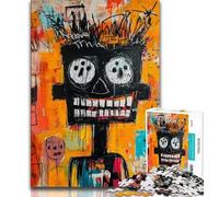 Jigsaws 1000 Pieces for Teenagers Basquiat-style Skull,Help The Brain Exercise Addictive Toys to Cultivate Patience Perfect Decoration 38x26cm