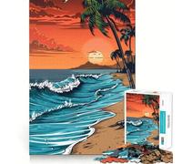 Jigsaws 1000 Pieces for Teenagers Beach Palm Trees Sharp Cut Craft Logic Puzzle Play Idle Time Game Christmas Calm Gift (38x26cm)