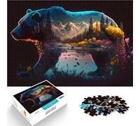 Jigsaws 1000 Pieces for teenagers Bear Double Exposure Intellektuelles Spiel Einzigartige Geburtstags- und Geschenkideen52x38cm