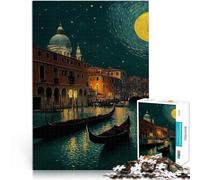 Jigsaws 1000 Pieces for teenagers Beautiful Night In Venice Spiele Spielzeug Geschenk mit passendem Poster und Quizblatt52x38cm