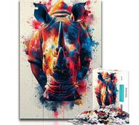 Jigsaws 1000 Pieces for Teenagers Beautiful Rhinoceros 1000 Piece Jigsaw,Challenging Difficult Deal As Gifts for The Whole Family (size 75x50cm)