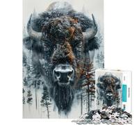 Jigsaws 1000 Pieces for Teenagers Bison Challenging To Complete Stress Reliever Toy Wall Decor for Age 14+ Game (38x26cm)