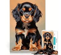 Jigsaws 1000 Pieces for Teenagers Black And Tan Cavalier King Charles Spaniel Puppy Sharp Cut Craft Logic Puzzle Play Idle Time Game Christmas Calm Gift (38x26cm)